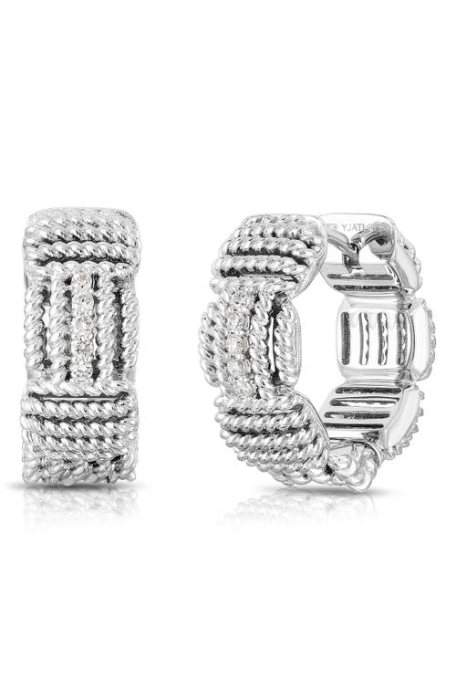 Shop Roberto Coin Opera Diamond Hoop Earrings In White Gold/diamond