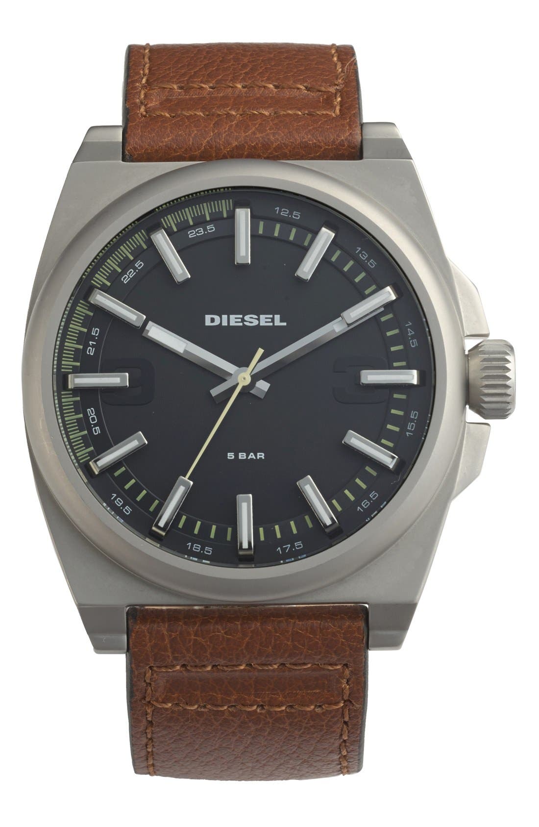 DIESEL® Round Leather Strap Watch Set, 46mm Nordstrom