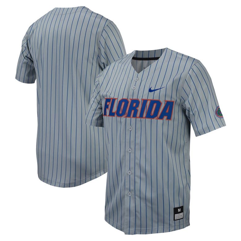 Shop Nike Gray Florida Gators Pinstripe Replica Full-button Baseball Jersey