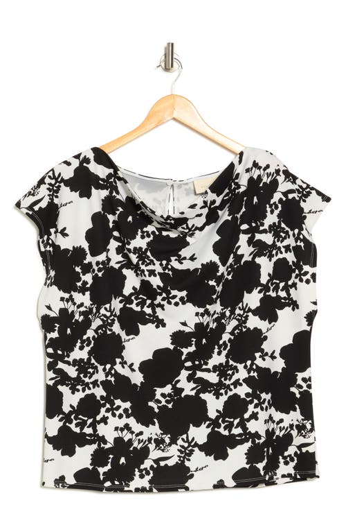 Shop Melloday Cowl Neck Top In Black/white Floral