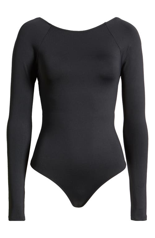 Shop Bp. Long Sleeve Open Back Bodysuit In Black