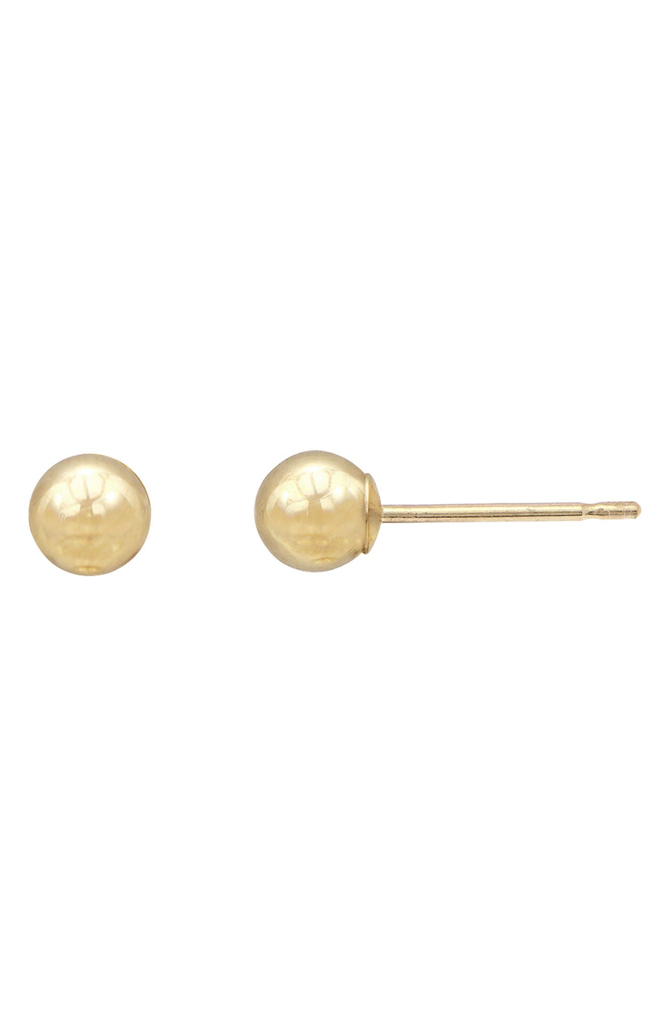 14K Gold Polished 3mm Ball Post Earrings