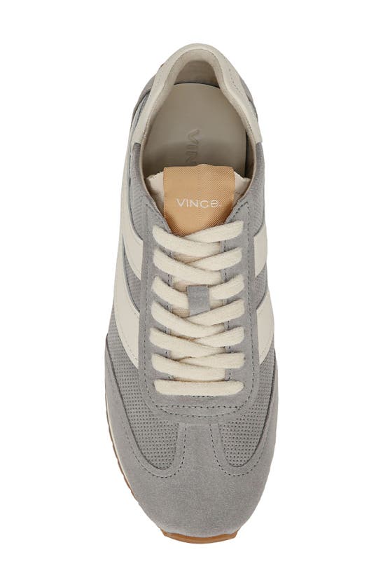 Vince Oasis Mixed Leather Retro Sneakers In Fog Grey