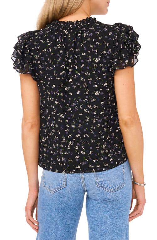 Shop 1.state Floral Flutter Sleeve Top In Rich Black