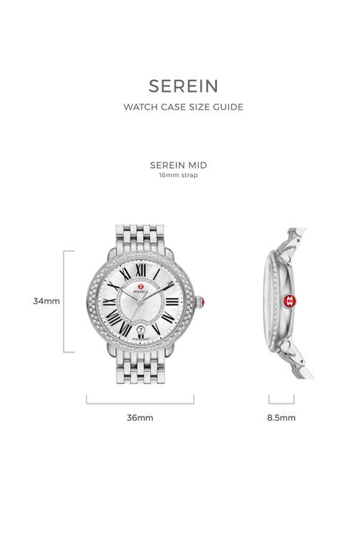 Shop Michele Serein Diamond Bracelet Watch, 36mm X 34mm In Silver/white Sunray/gold