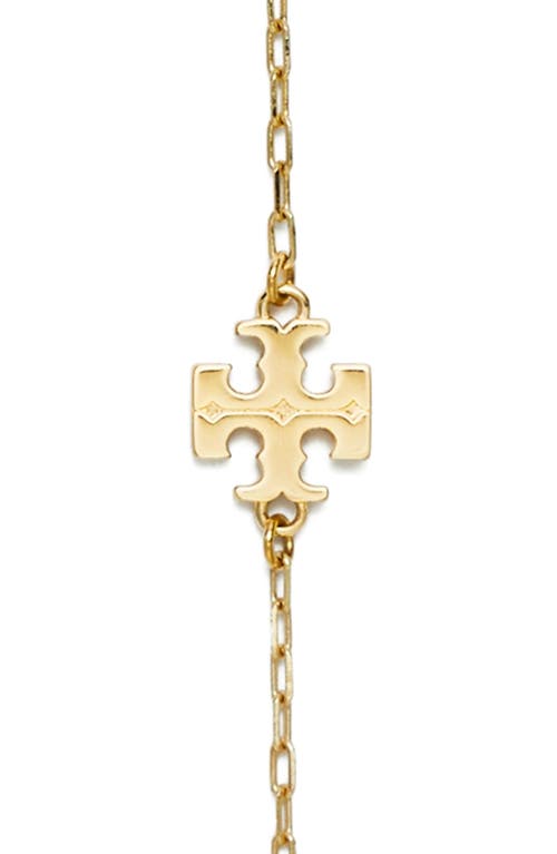 Tory Burch Kira Clover Long Station Necklace In Tory Gold