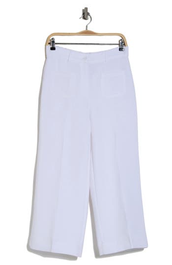 Adrianna Papell Pocket Wide Leg Pants In White