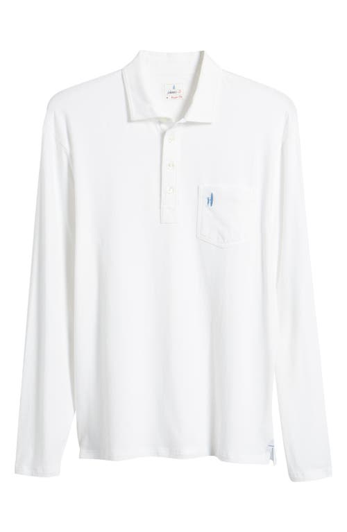 Shop Johnnie-o Cutler Cotton Blend Long Sleeve Polo In White