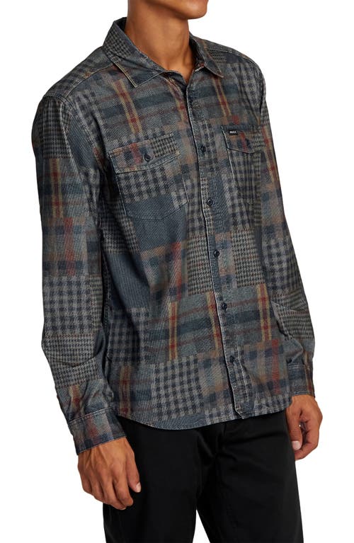 Shop Rvca Freeman Corduroy Button-up Shirt In Navy Marine