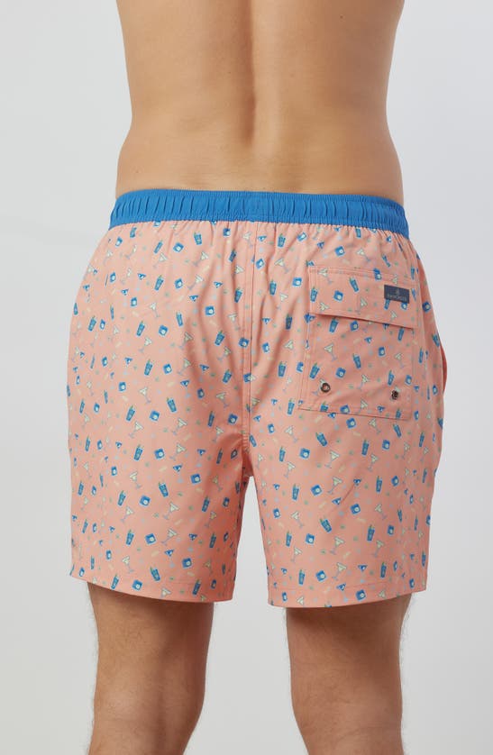 Rainforest Cocktails Swim Trunks In Coral