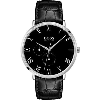 Boss William Leather Strap Watch, 40Mm
