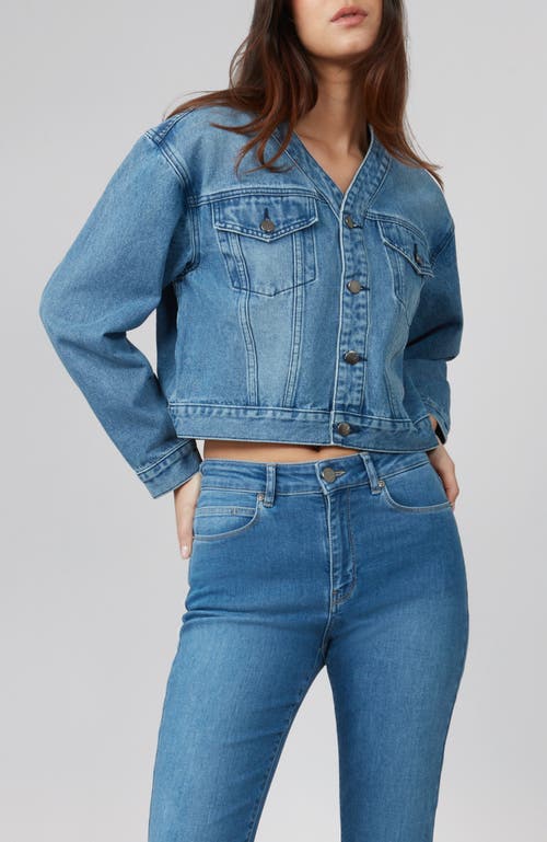 Shop Lola Jeans Aurora Cropped Denim Jacket In Morning Day Light