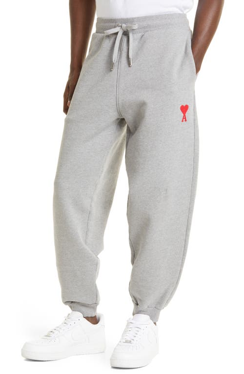 Shop Ami Alexandre Mattiussi Ami Paris Adc Ami De Coeur Organic Cotton Sweatpants In Heather Grey/red