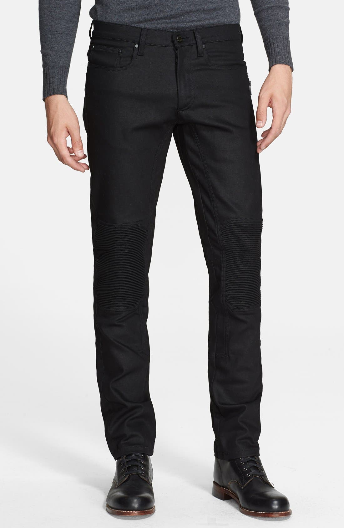 Belstaff 'Blackrod' Slim Fit Raw Denim Moto Jeans (Black) Nordstrom