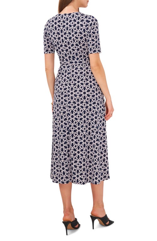 Shop Chaus Geo Knit Midi Dress In Navy/white