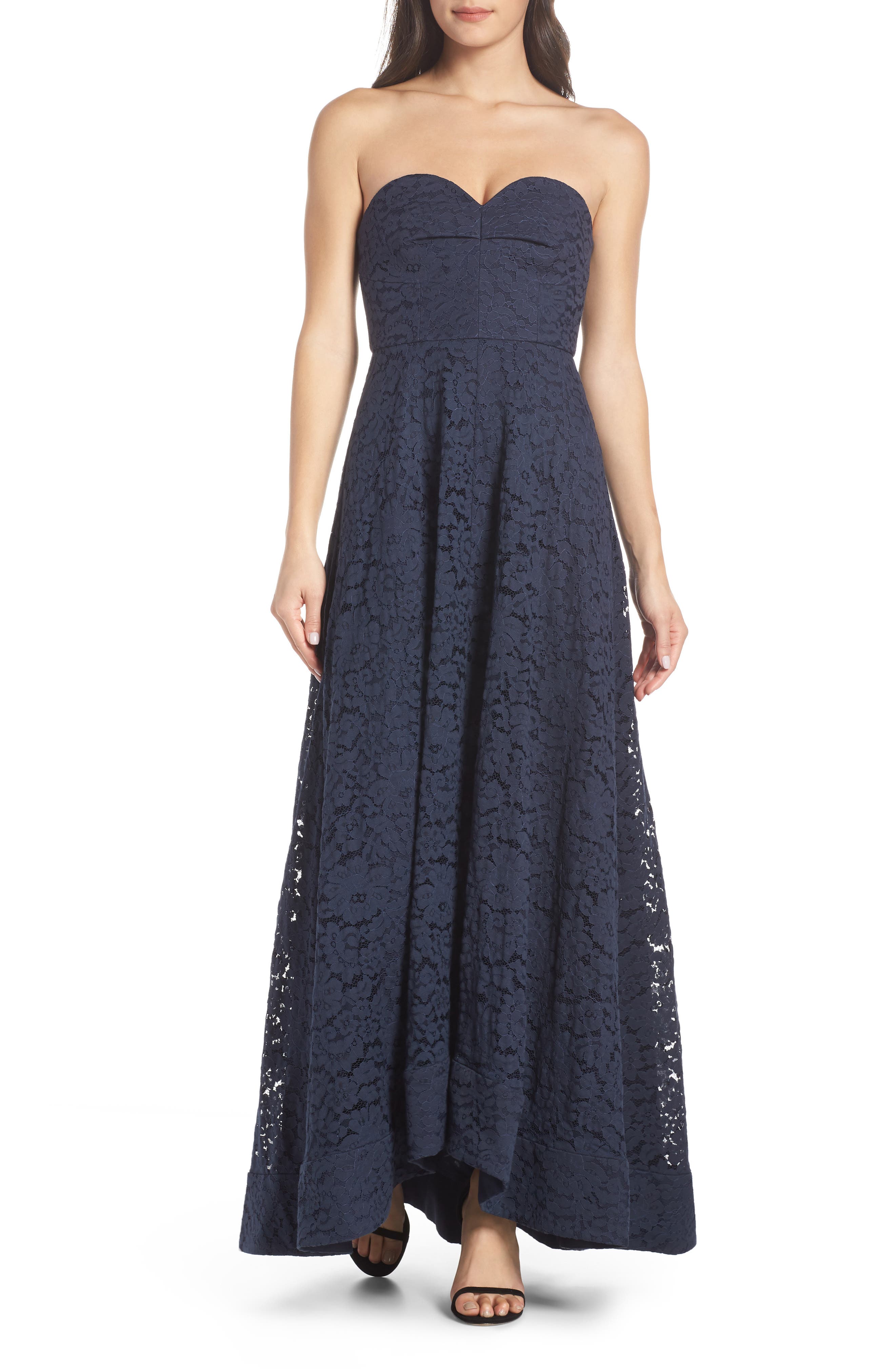 Keepsake The Label Sunshine Strapless Lace Gown, Blue