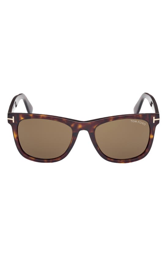 Shop Tom Ford Kevyn 52mm Square Sunglasses In Shiny Dark Havana / Roviex