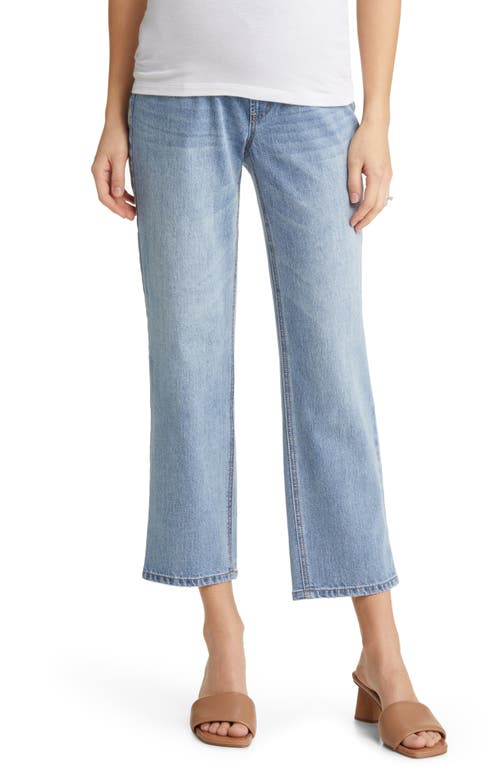 1822 Denim Over the Bump Dad Straight Leg Maternity Jeans Flora at Nordstrom,