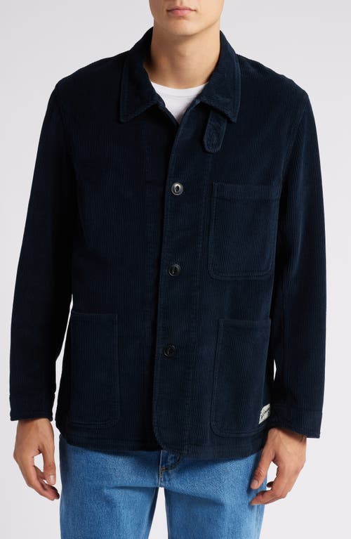 Shop Merz B Schwanen Organic Cotton Corduroy Workwear Jacket In Dark Navy