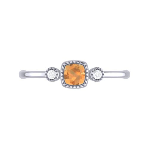 Shop Luvmyjewelry Cushion Cut Citrine & Diamond Birthstone Ring In White Gold