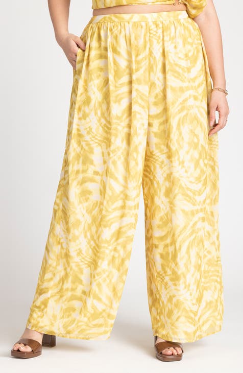 Girls' yellow printed loose trousers
