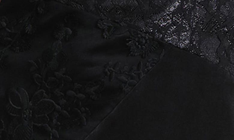 Shop Avec Les Filles Patchwork Asymmetric Hem Midi Dress In Black