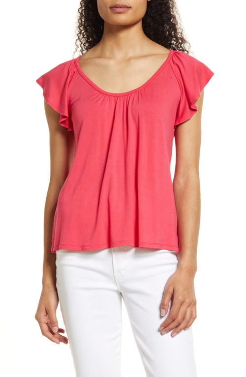 Flutter Sleeve Top in Coral