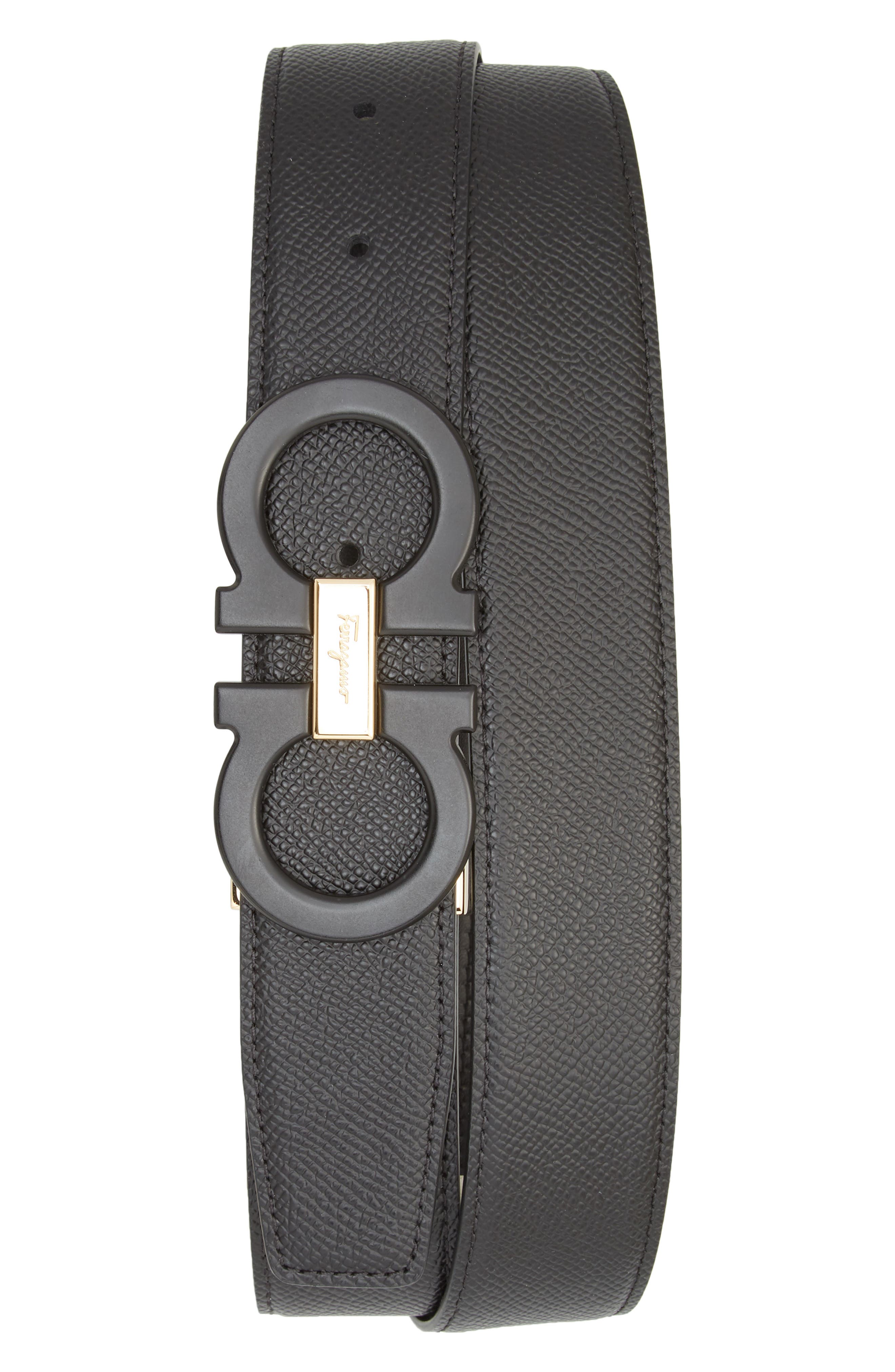 reversible pebbled leather belt salvatore ferragamo