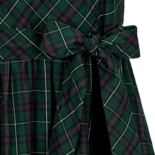 Hope & Henry Organic Short Sleeve Holiday Dress In Merry Pine Plaid