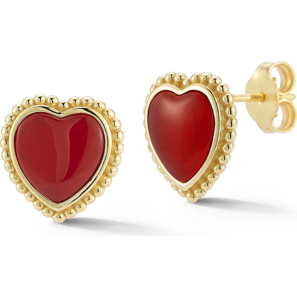 Sphera Milano Heart Stud Earrings In Gold/red