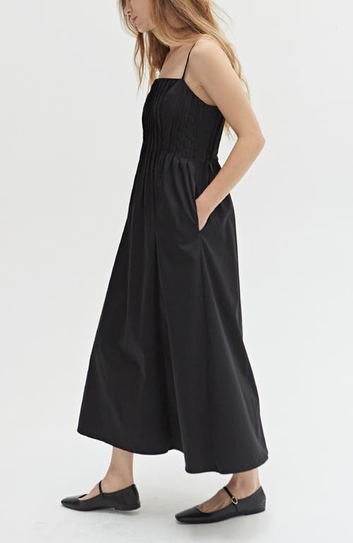 Shop Crescent Pleated Midi Dress In Black