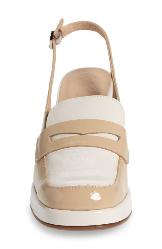 Wonders Amelia Block Heel Leather Pump In Lack Natural Off