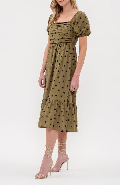 Shop August Sky Square Neck Dress In Olive