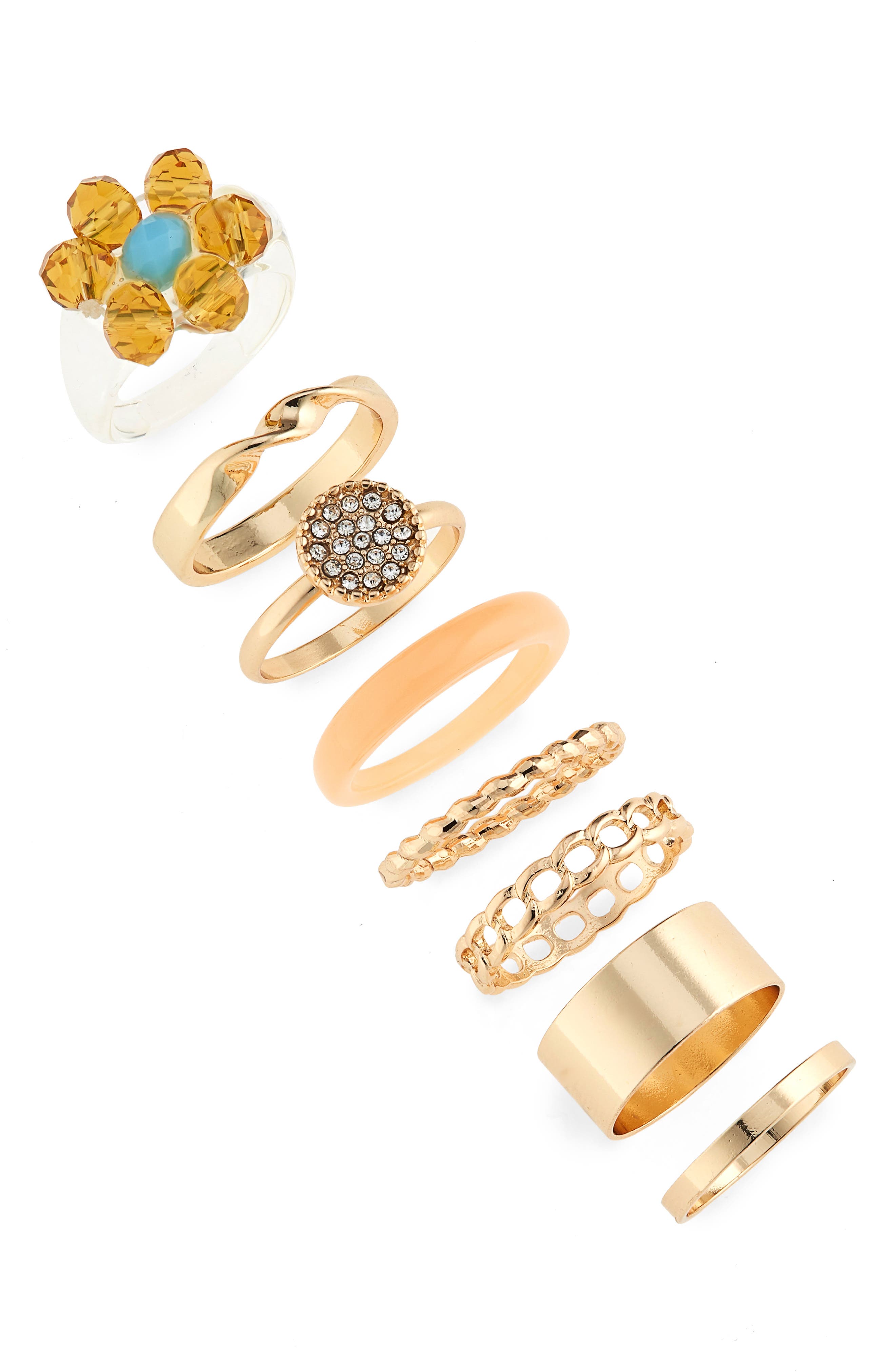 Womens Jewellery Metallic AllSaints Set Of Rings in Gold 