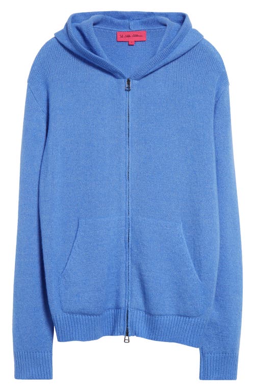 Shop The Elder Statesman Nimbus Cashmere & Cotton Full Zip Sweater Hoodie In 493 Crypto Blue