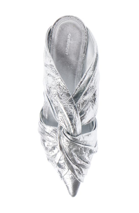 Shop Givenchy Twist Babouche Pointed Toe Metallic Mule In Silvery