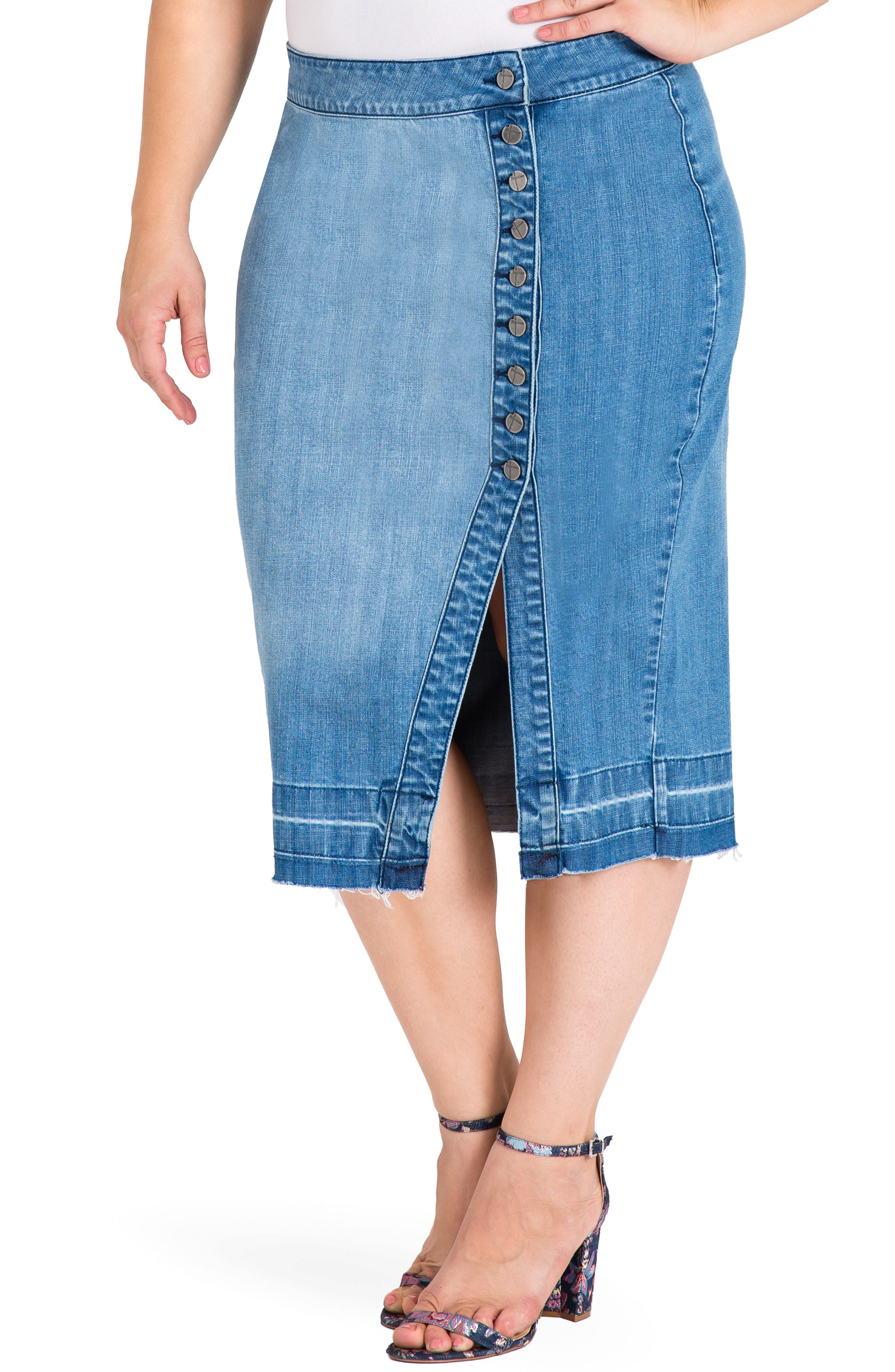 Standards And Practices Harley Button Front Denim Midi Skirt Nordstrom Rack 9923