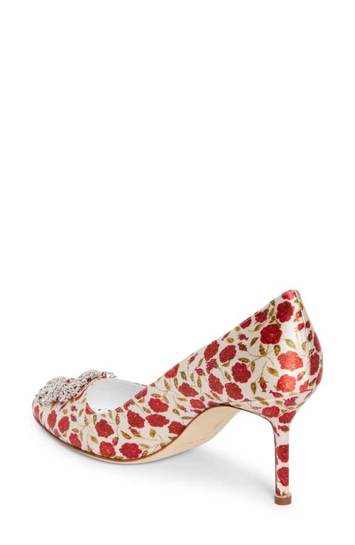 Shop Manolo Blahnik Hangisi Floral Crystal Buckle Pump In Ypri