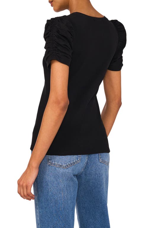 Shop 1.state Puff Sleeve Rib T-shirt In Rich Black