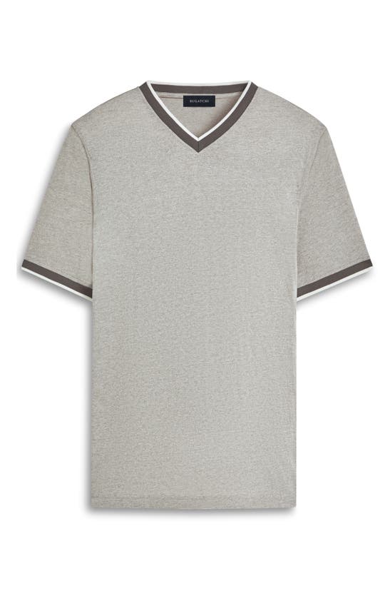 Bugatchi High V-neck T-shirt In Asphalt