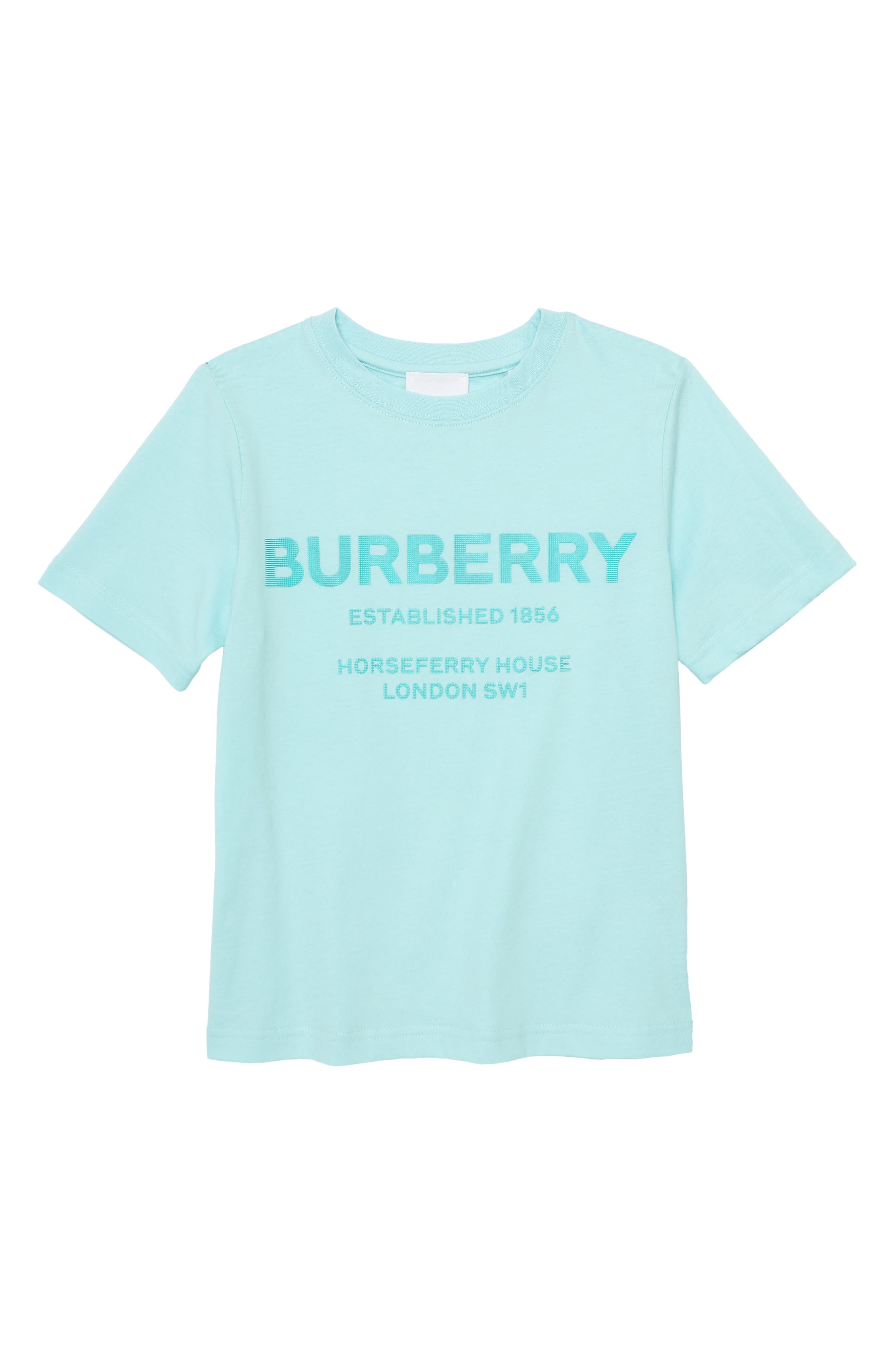 Burberry Kids' Bristle Horseferry Logo Graphic Tee in Light Aqua Blue at Nordstrom, Size 10Y Us