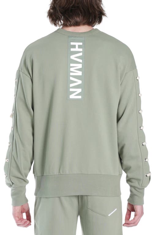 Shop Hvman Lace-up Sweatshirt In Green Lace