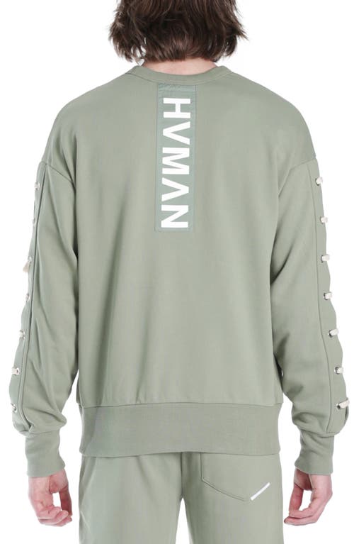 Hvman Lace-up Sweatshirt In Green Lace
