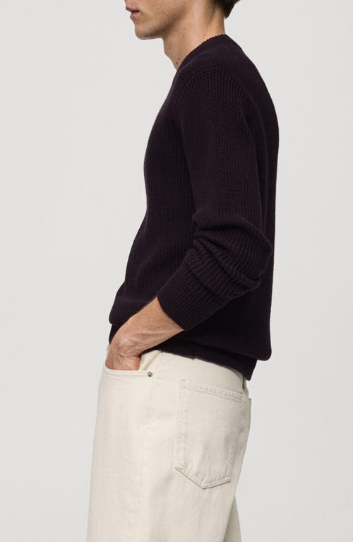 Shop Mango Rib Sweater In Dark Purple