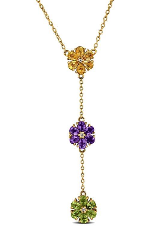 Shop Delmar Amethyst, Citrine & Peridot Floral Y-necklace In Multi