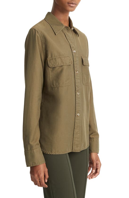 Shop Vince Utility Long Sleeve Button-up Shirt In Washed Vine