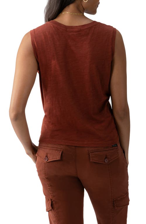 Sanctuary Twisted Cotton Blend Slub Jersey Tank In Rich Clay