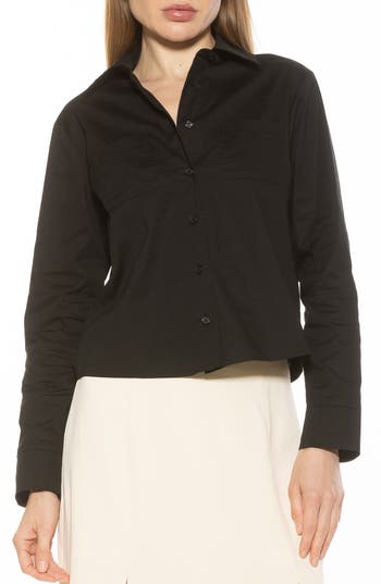Shop Alexia Admor Roxanne Cotton Button-up Shirt In Black