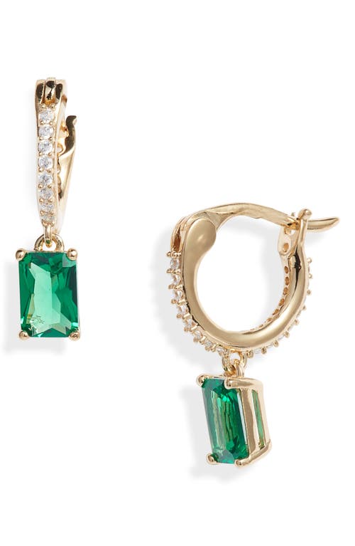 Nadri Emerald Isle Cubic Zirconia Hoop Earrings in Gold/Green at Nordstrom