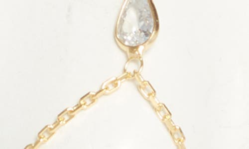 Shymi Cubic Zirconia Station Hand Chain In Gold/white